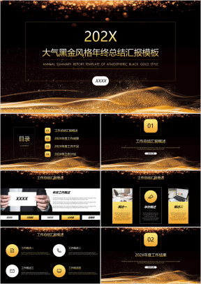 大气黑金年终总结ppt模板