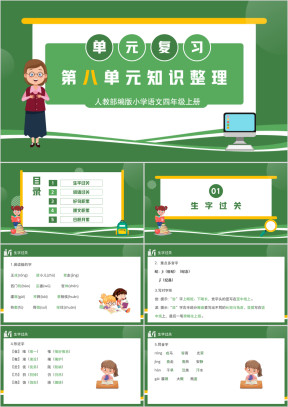人教部编版小学语文四年级上册第八单元知识整理复习PPT课件