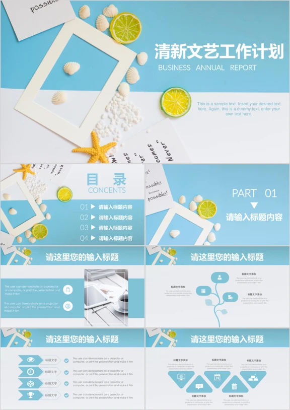 蓝色海洋清新工作总结计划通用ppt