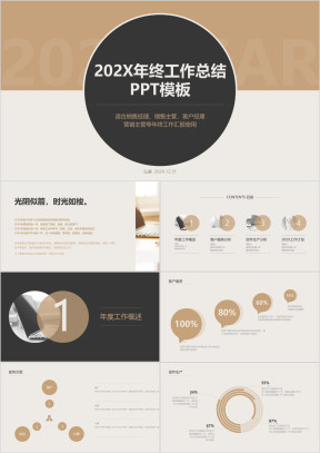 茶色年终工作总结商务汇报ppt