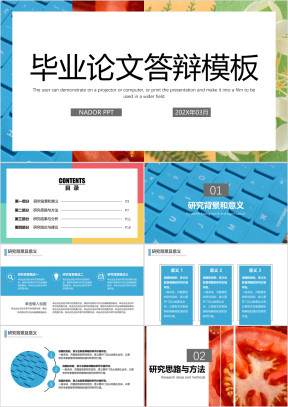 红黄蓝绿小清新插画风毕业论文开题答辩ppt