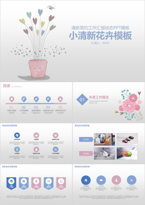 小清新文艺花卉商务工作汇报ppt