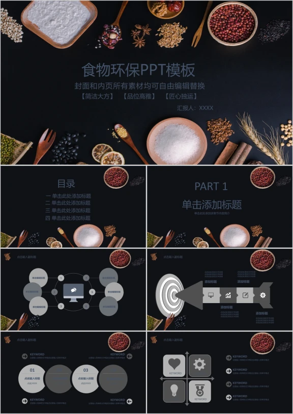 食物环保简约ppt模板
