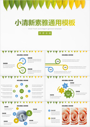 小清新素雅通用年终总结模板ppt