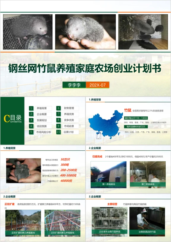 竹鼠养殖计划书ppt