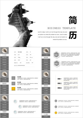 个性简历创意脸庞全框架个性简历模板ppt