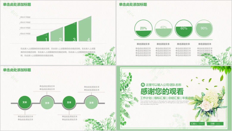 绿色简约工作汇报总结报告ppt