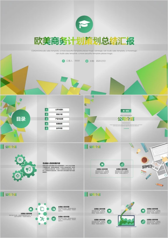 多彩欧美商务计划策划总结汇报ppt
