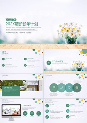 清新简约工作总结汇报ppt