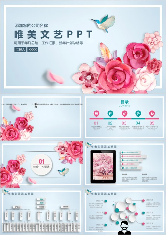 文艺唯美实用工作汇报总结报告ppt
