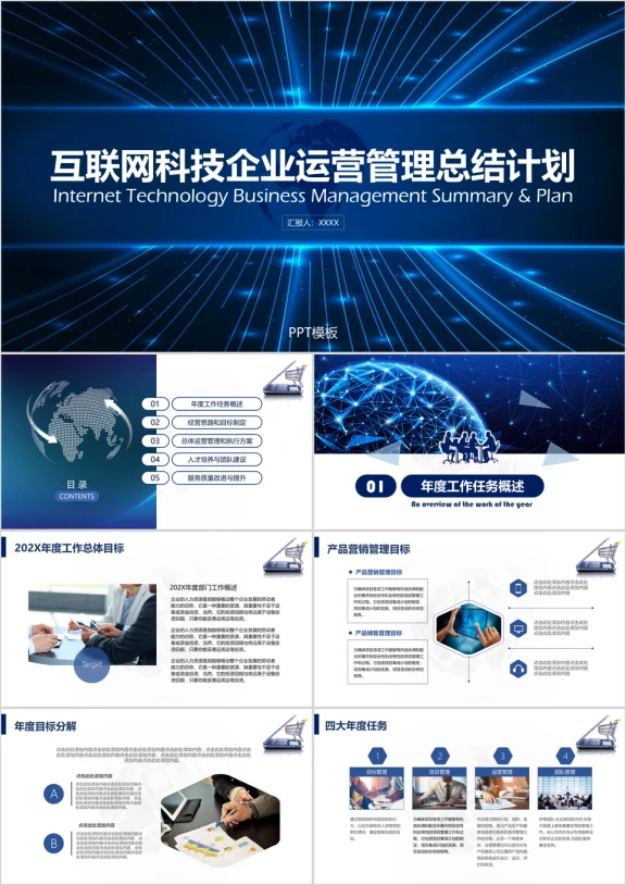 互联网科技企业运营管理总结计划ppt模板