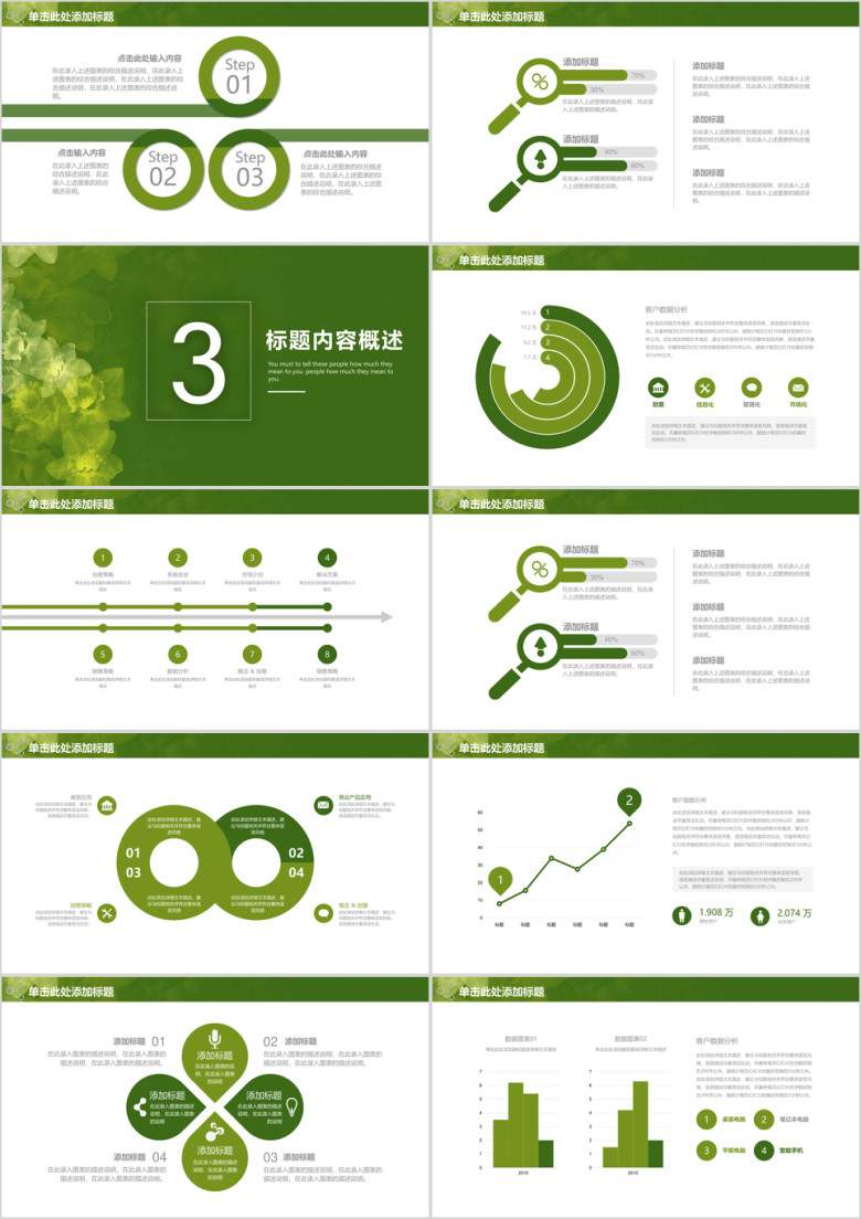 绿色清新简约年终总结工作汇报ppt