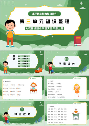 人教部编版小学语文三年级上册第三单元知识整理复习PPT课件