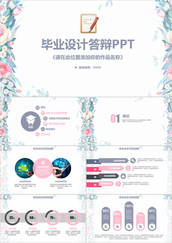 唯美小清新毕业答辩论文ppt