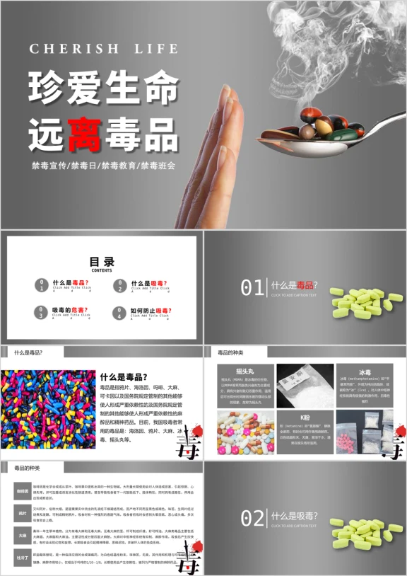禁毒宣传演讲教育ppt模板
