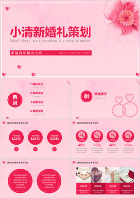 小清新婚姻恋爱结婚婚礼策划ppt