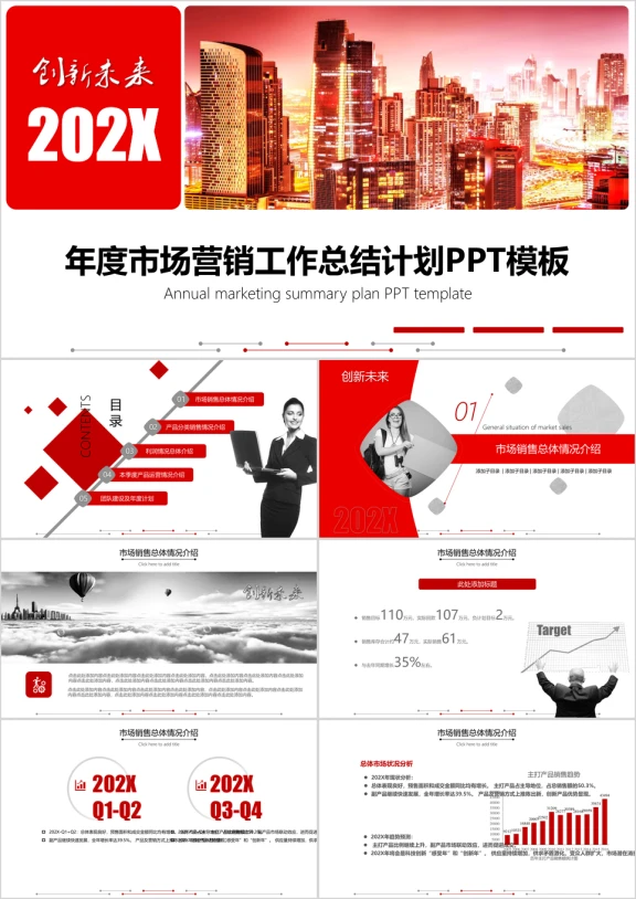 年度市场营销工作总结计划报告ppt模板