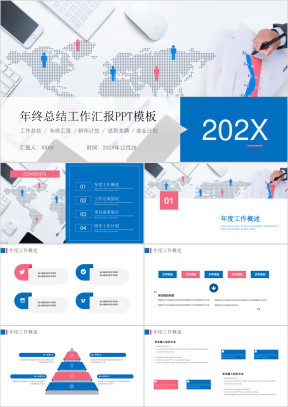 商务风大气简约年终总结工作汇报ppt模板