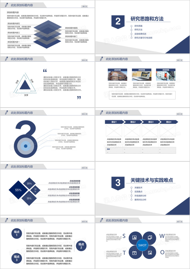简约学术蓝毕业答辩论文答辩模板ppt