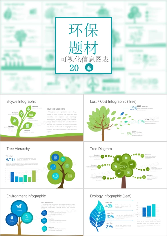 环保题材可视化信息化图表20套ppt图表模板