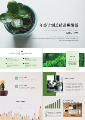 盆栽小创意年终总结工作汇报全框架ppt