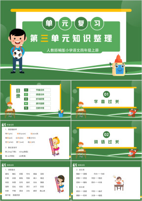 人教部编版小学语文四年级上册第三单元知识整理复习PPT课件