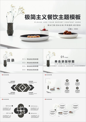 极简主义餐饮主题商务汇报产品推广ppt