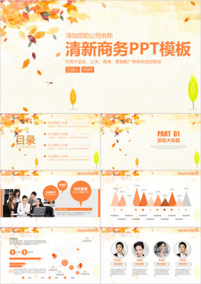 清新商务工作汇报总结通用ppt