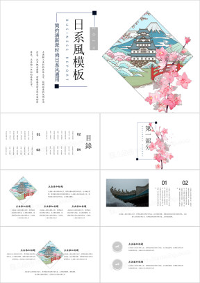 日系小清新樱花创意ppt