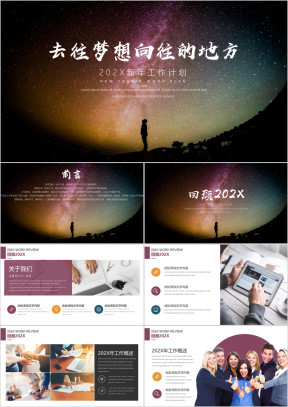 仰望星空大气商务年终总结计划汇报模板ppt