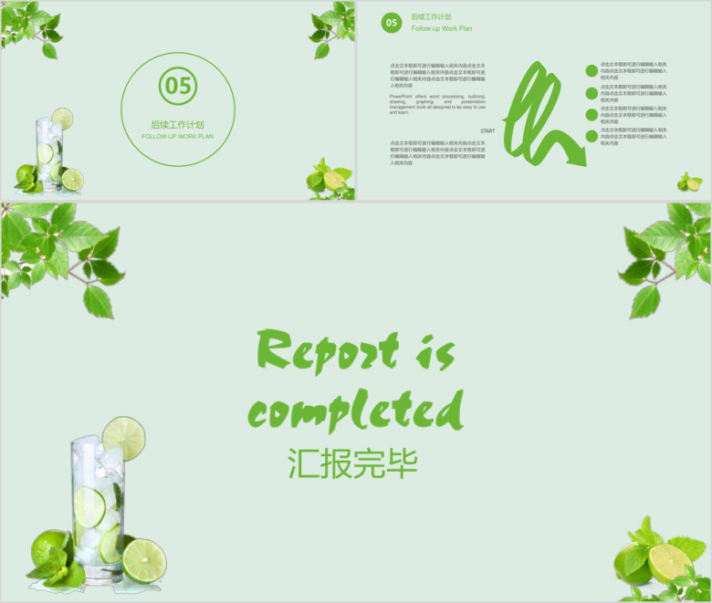 柠檬小清新年中工作总结计划模板ppt