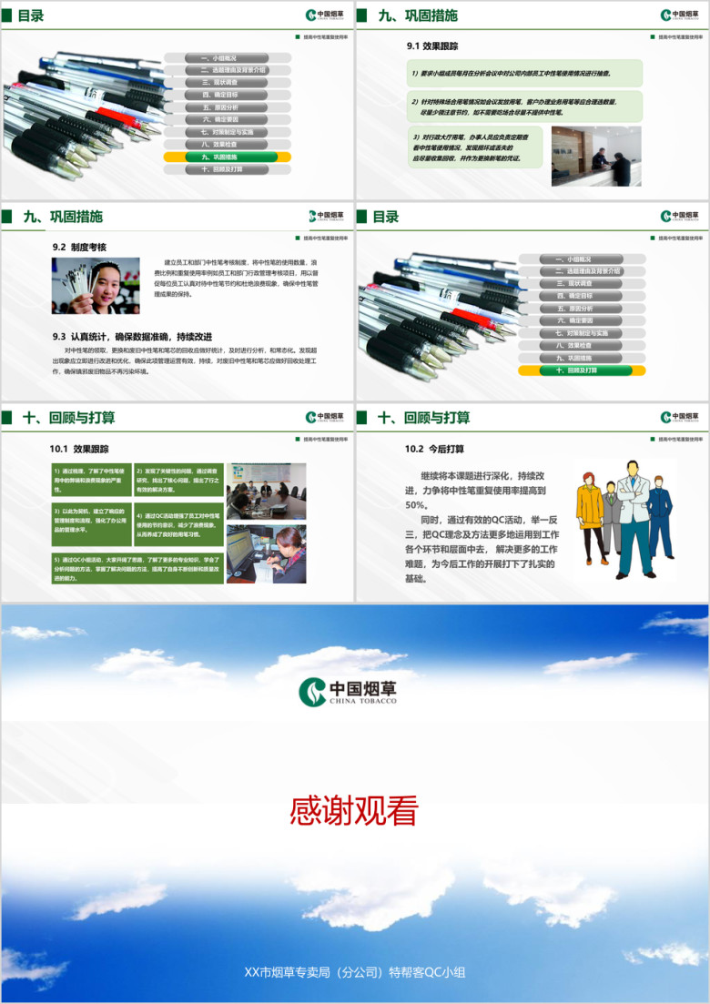 提高中性笔重复使用率ppt实战模板