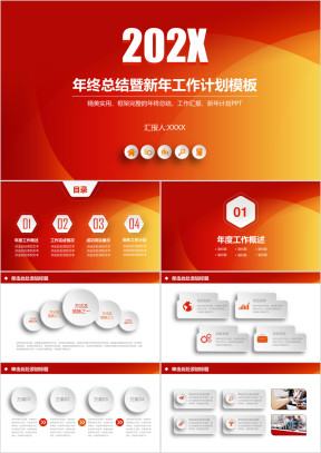 红色会议总结报告ppt