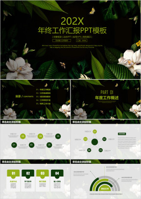 绿色清新森林系年终工作总结汇报ppt