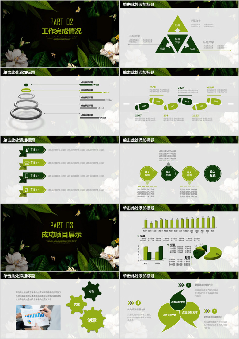 绿色清新森林系年终工作总结汇报ppt