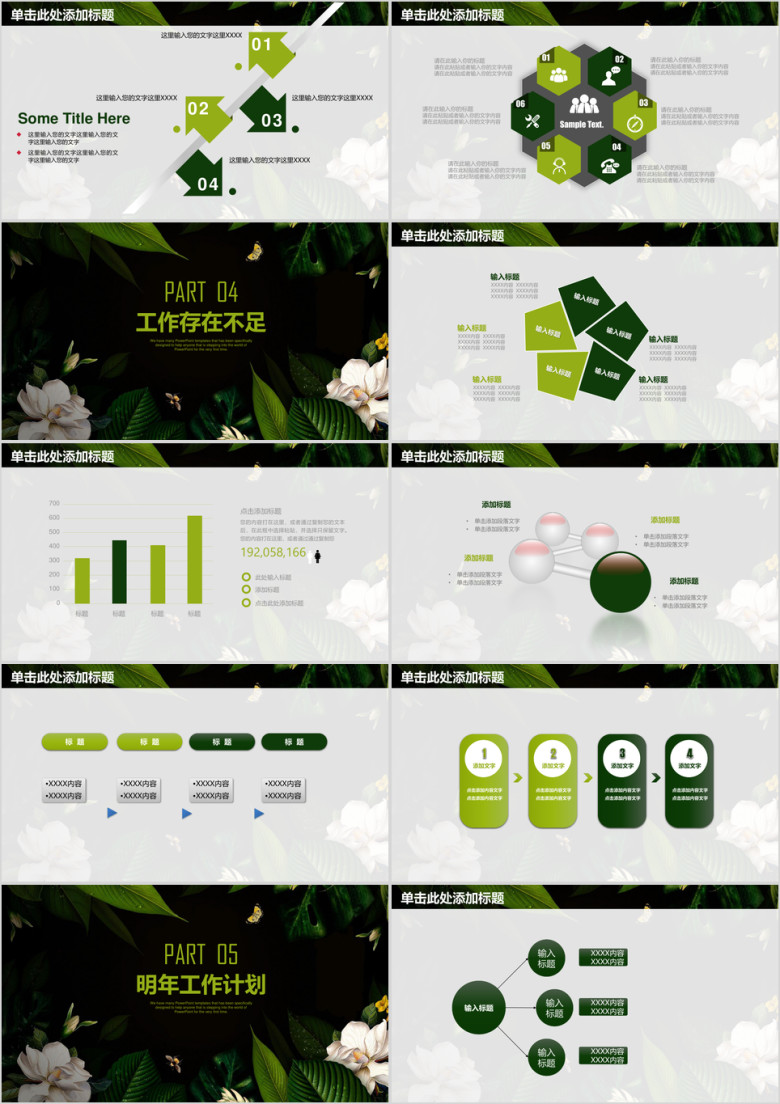 绿色清新森林系年终工作总结汇报ppt