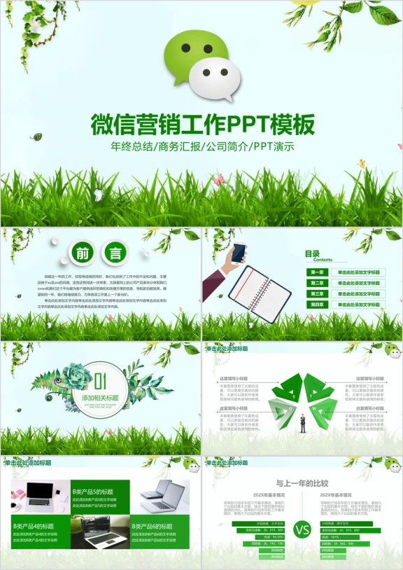 微信工作汇报总结微信营销互联网动态ppt