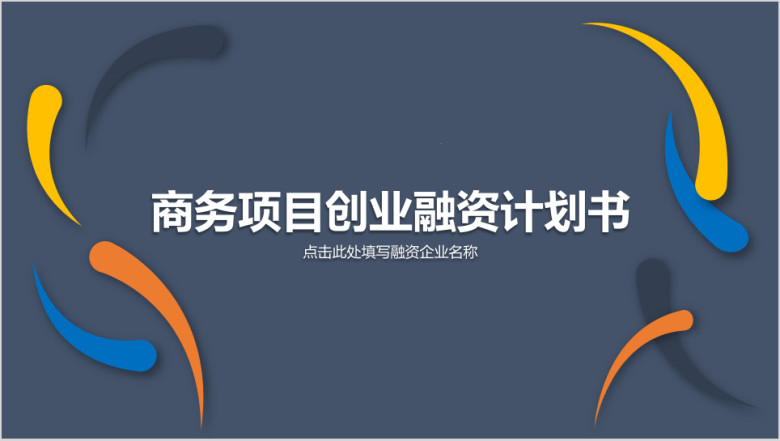 商务项目创业融资计划书ppt
