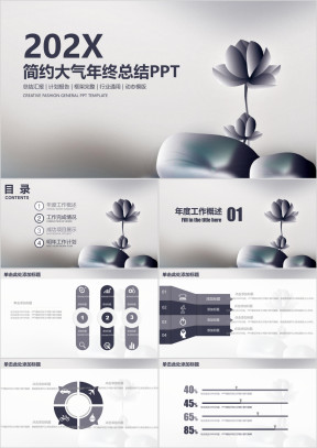 极简禅意大气商务通用年终总结ppt