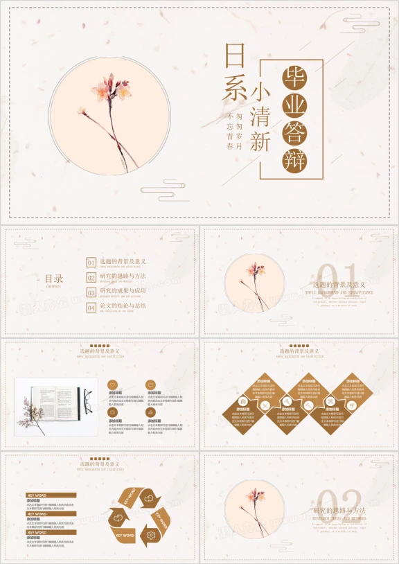 日系小清新毕业答辩模板ppt