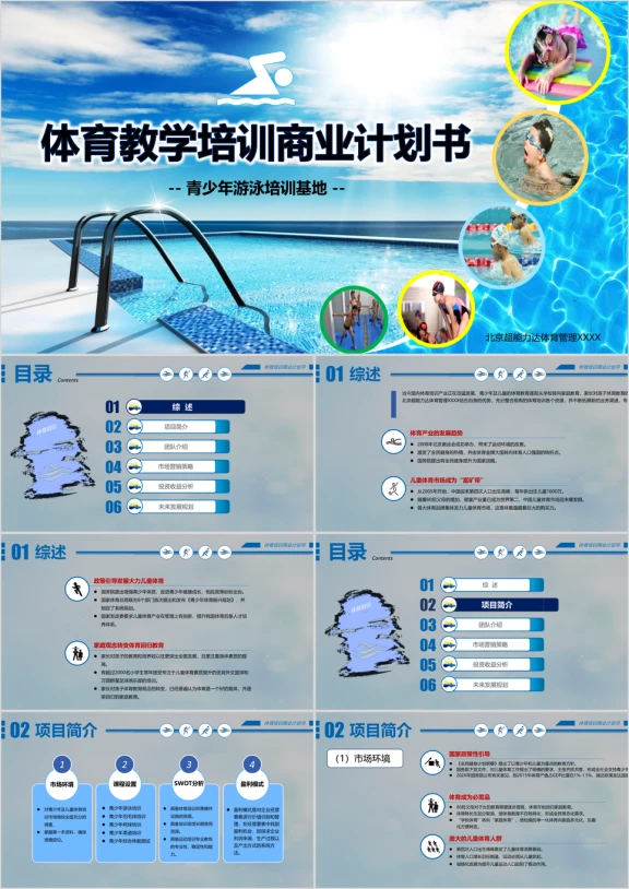 运动体育教学培训投资开发商业计划书ppt实战模板