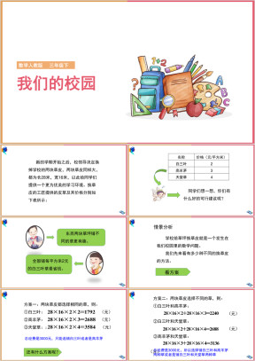 小学数学人教版三年级下册《我们的校园》课件