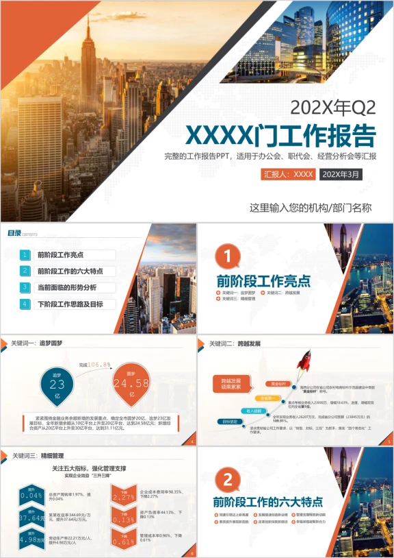 简约公司部门工作报告工作总结调研报告经营分析ppt