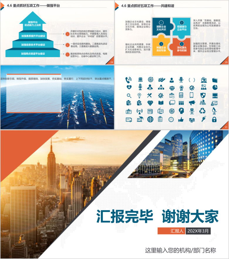 简约公司部门工作报告工作总结调研报告经营分析ppt