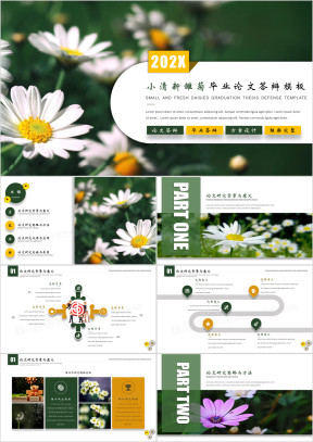 小清新雏菊毕业答辩模板ppt