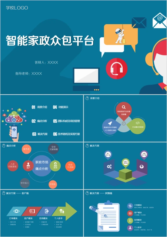 智能家政互联网产品毕业答辩项目汇报完整框架内容ppt