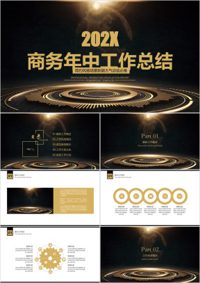 高端大气简约商务年中工作总结模板ppt