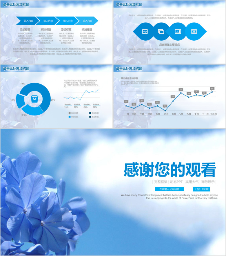 蓝色总结计划简约实用年终总结ppt模板
