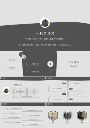 简约风黑白灰个人工作简历模板ppt