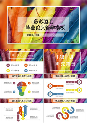 多彩羽毛毕业论文答辩开题报告ppt